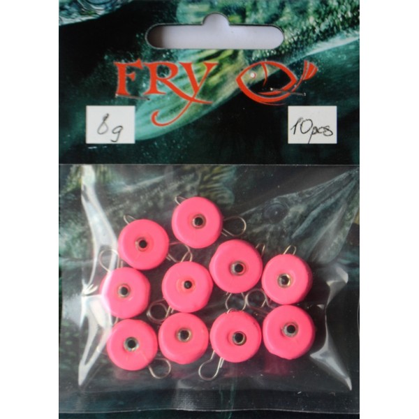 Груз ушастый для рыбалки, таблетка (эксцентрик) цвет Silvereyes Pink, 10шт в уп., вес 8г